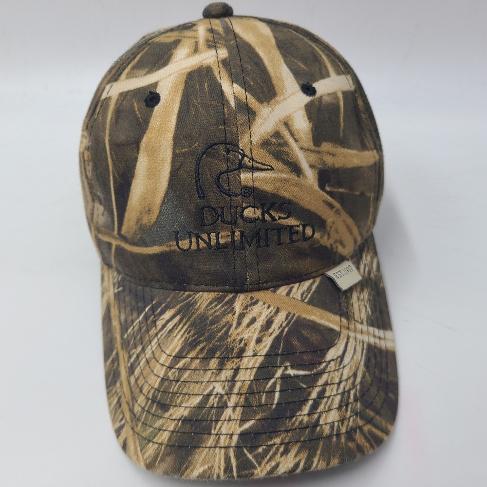 Ducks Unlimited Hat Strapback Brown Camo Hunt Fish Outdoors Farm Casual Logo Men